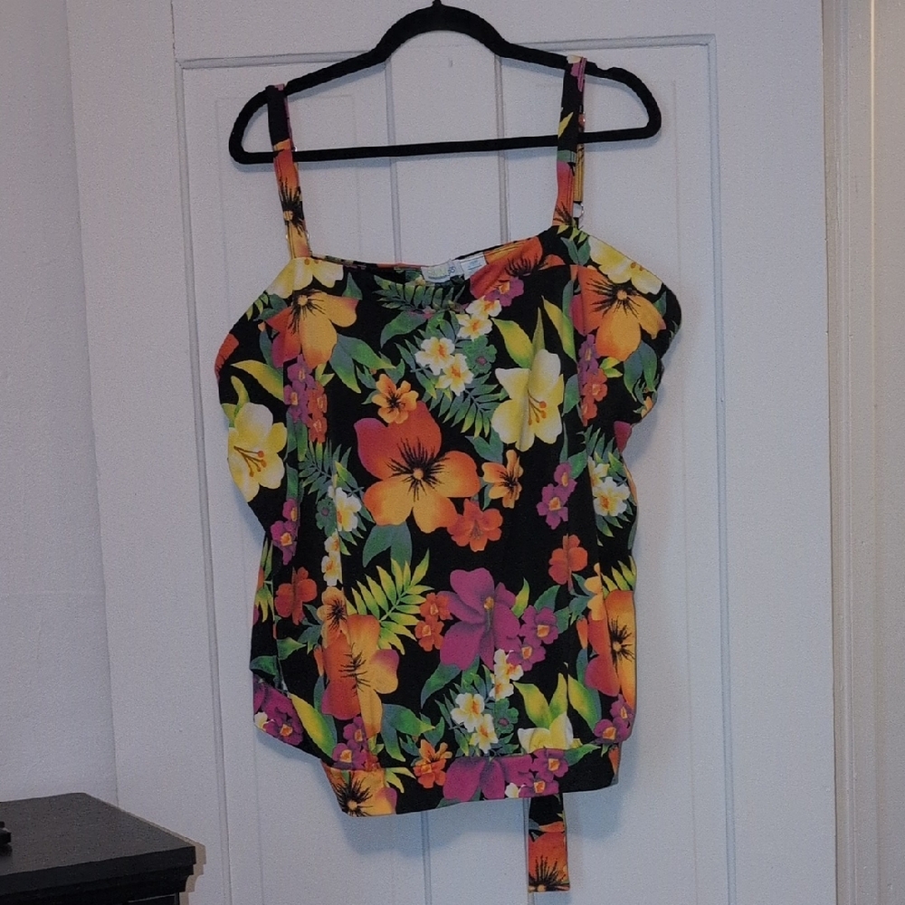 Floral Burst Women's Camisole - Black, Yellow, Orange